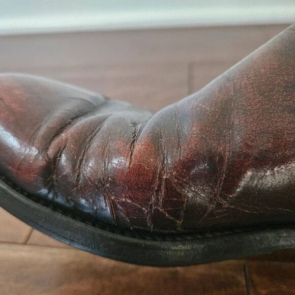 Lucchese Black Cherry Leather Boots Style P0134 Size 9 Men's - Picture 7 of 12